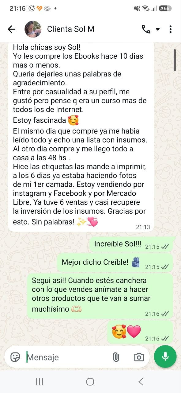 Mensaje de una clienta